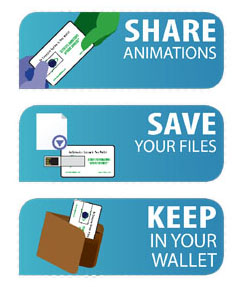 Share animations, save your files, and keep in your wallet